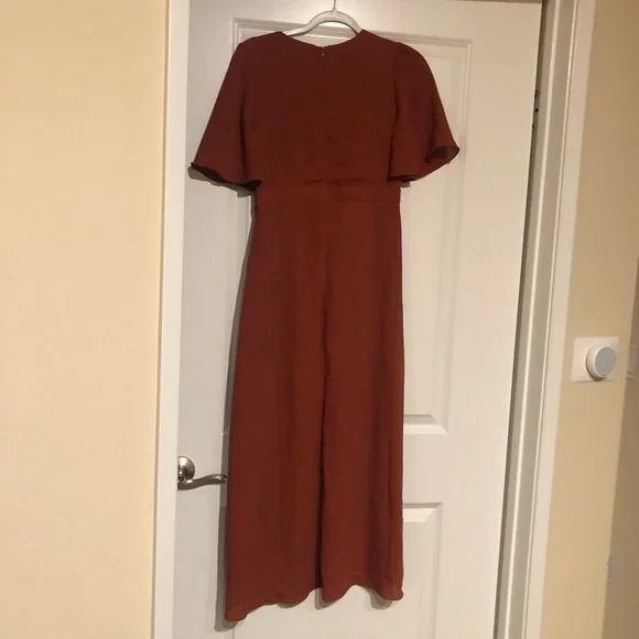 Burnt orange faux tie dress - Picture 2 of 7